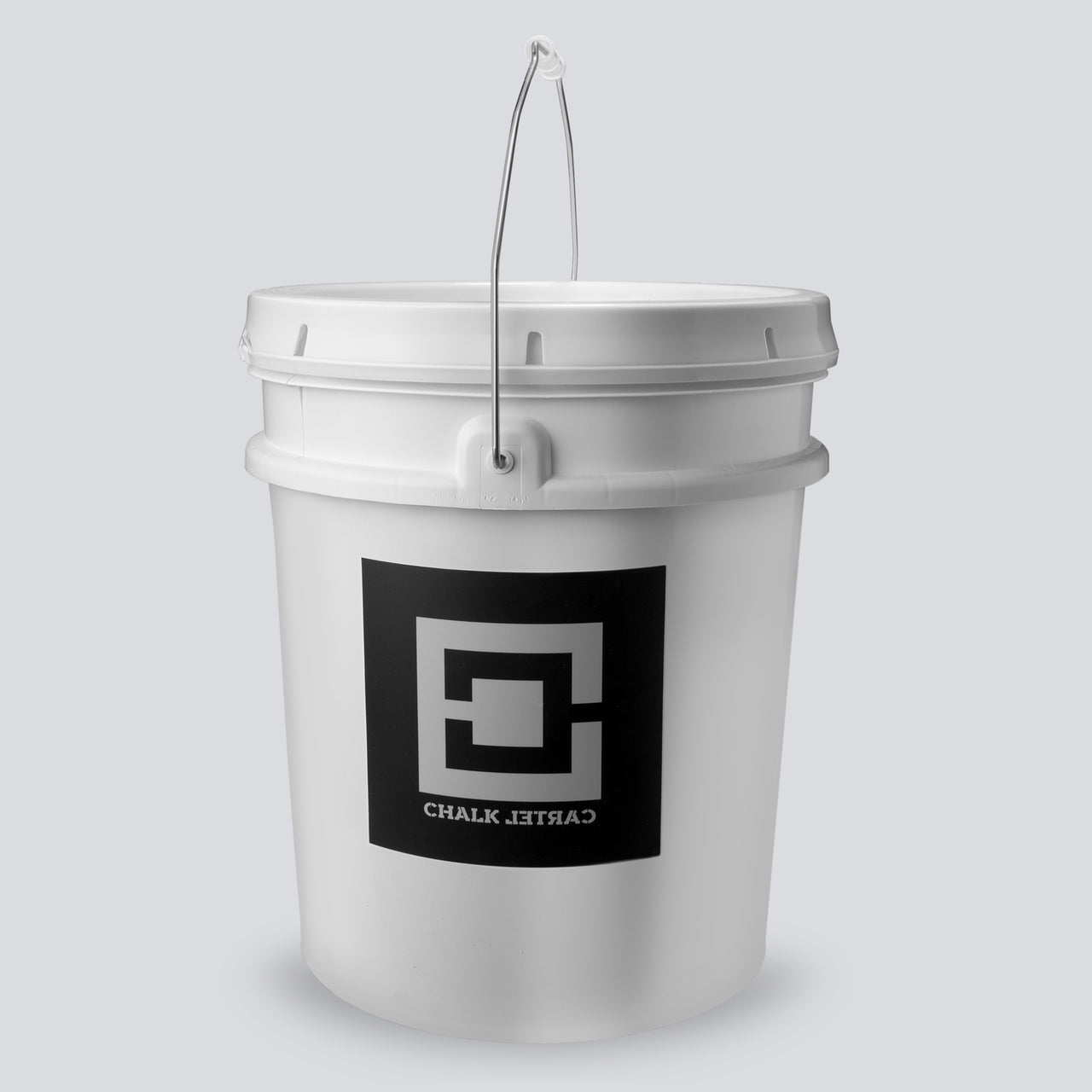 A white bucket filled with chalk