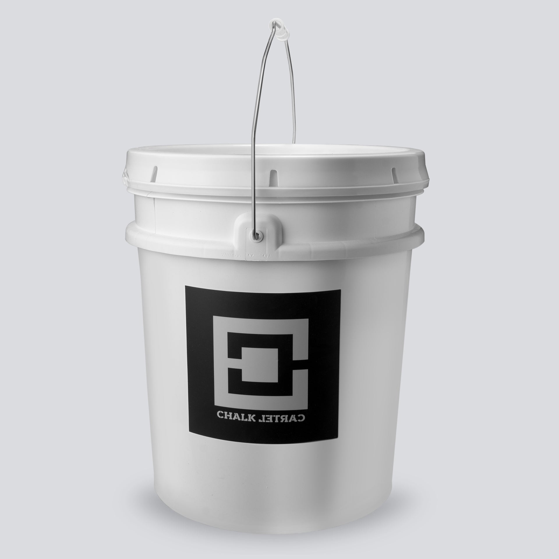 A white bucket filled with chalk