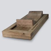 an isometric view from thew front of a wooden tug of war tool that uses slopers 
