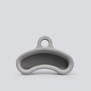 The front view of an aluminum finger training tool that has an ergonomic curved shape and a 30mm edge depth
